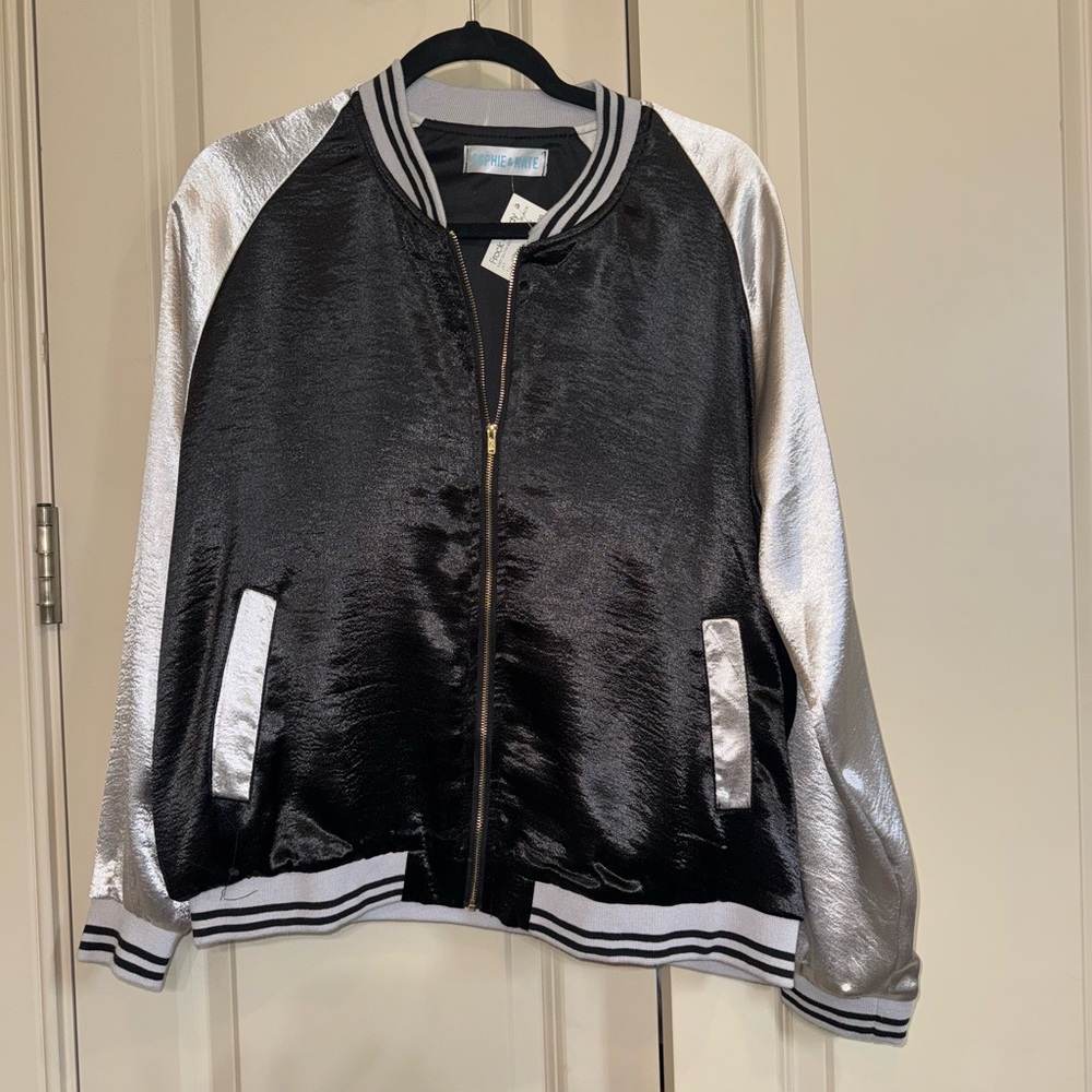 Black and Silver Bomber Jacket